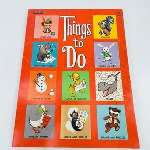 Things to Do Saalfield Vintage Coloring Book 3749 Activity Fun Uncolored